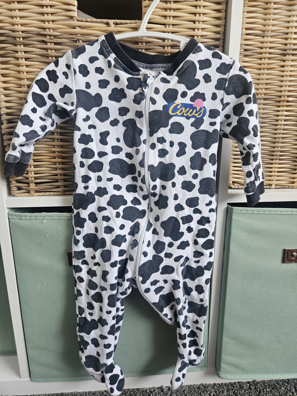 Cows Ice Cream- BLack and White Cow-Print Baby One-Piece